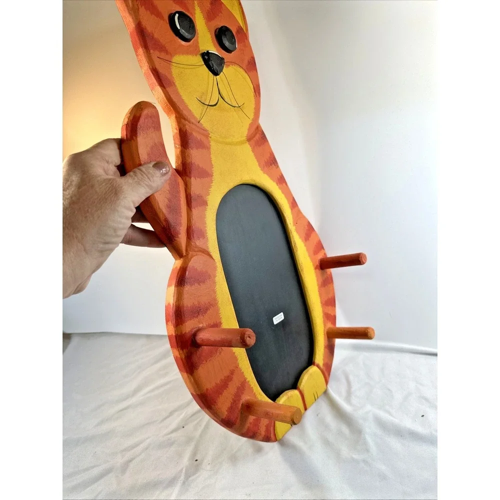 Whimsical Cat Chalk Board with 4 Peg Hooks- 20